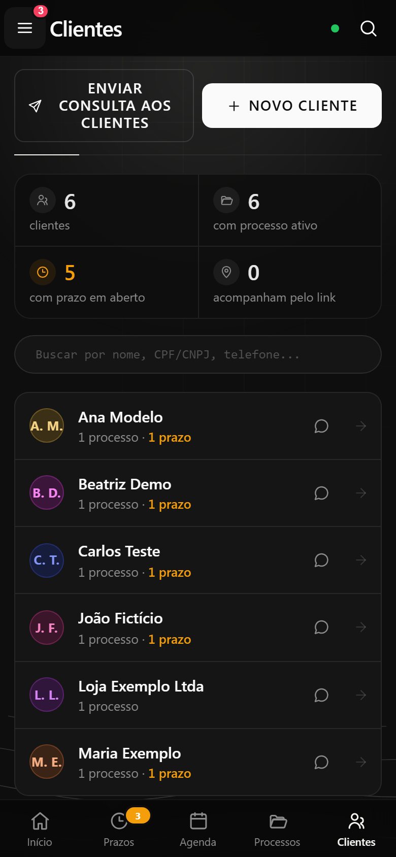 Tela de clientes