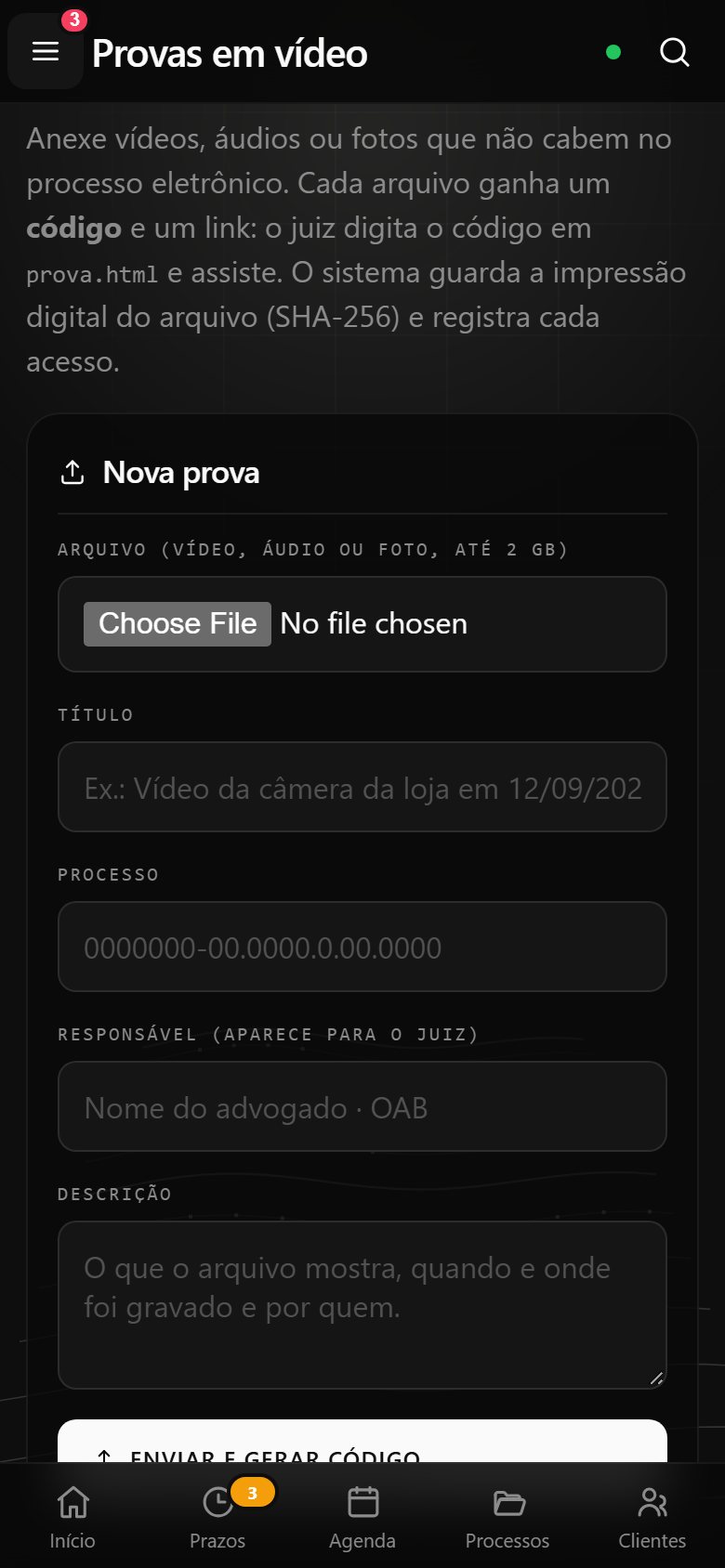 Tela de provas em vídeo