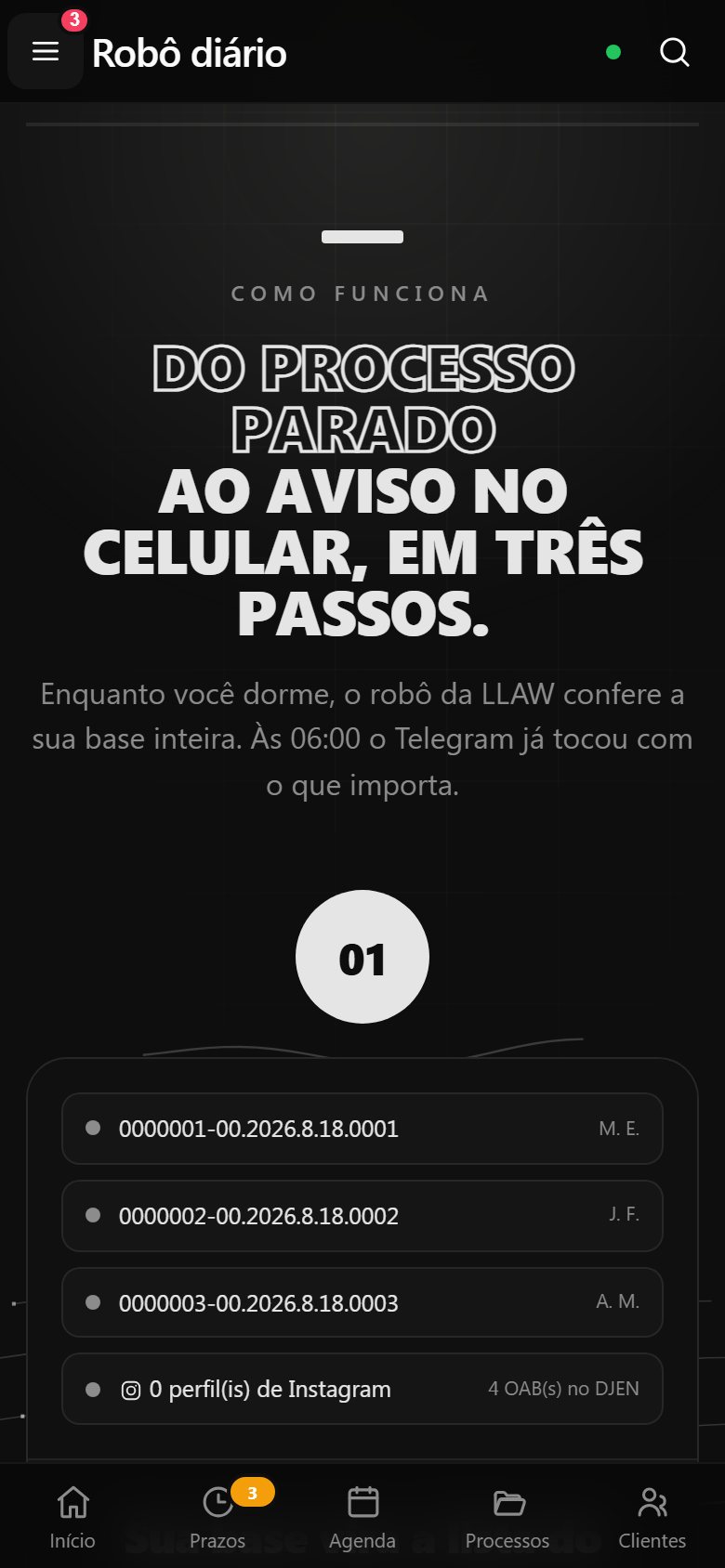 Tela do robô diário
