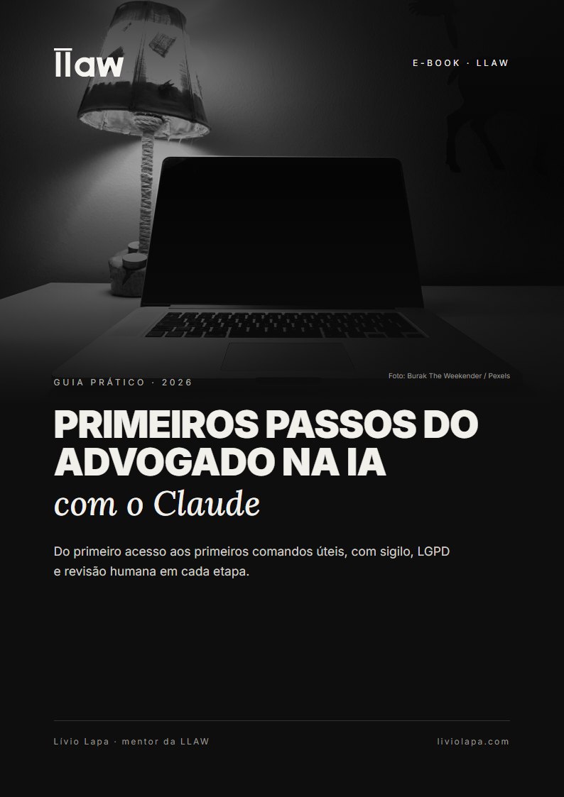 Capa do e-book Primeiros passos do advogado na IA com o Claude